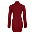thumbnail image 4 of Bodycon Dresses for Women Long Sleeve Dress Casual Crew Neck Slim Fitted Fleece Midi Dresses Wine, 4 of 8