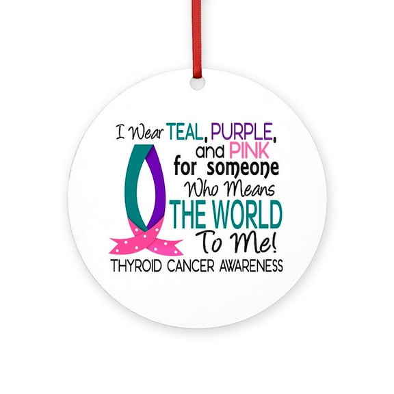 CafePress - Means World To Me 1 Thyroid Cancer Shirts Ornament - Round Wood Ornament 4"