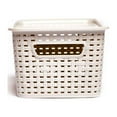 Homz Plastic Wicker Storage Boxes with Lid, Small