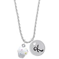 thumbnail image 1 of Delight Jewelry Silvertone 3-D White Cupcake with Sprinkles Silvertone Script Initial Disc - K - Charm Necklace, 20"+3", 1 of 4
