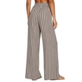 thumbnail image 6 of Staron Women's Casual Pants Loose Wide Leg Drawstring Trousers Striped Elastic Waist with Pockets Comfy Relaxed Lounge Pants, Beige XL, 6 of 6