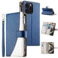 thumbnail image 3 of Funda cartera GANGXUN para iPhone 15 Pro Max , cuero PU con tarjetero, cremallera, correa de mano, soporte y protección 880°, 3 of 6