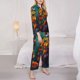 thumbnail image 3 of Balery Colorful Owl Forest Conjunto de Pijama con Estampado para Mujer, Conjunto de Dos Piezas con Manga Larga, Ropa de Dormir Suave con Bolsillos, Pijamas Cómodos-Large, 3 of 7
