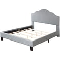 thumbnail image 3 of King Size Bed Upholstered Gray Victorian Style, Nailhead Trim Platform Bed, Bedroom Furniture, 3 of 7