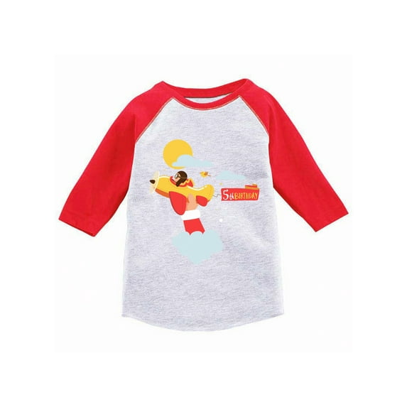 Awkward Styles Pilot Birthday Toddler Raglan Airplane Birthday Tshirt Pilot Baseball Shirt for Kids Birthday Shirt for Girls Birthday Boy Shirt 5th Birthday Party I'm 5 Shirt Gifts for 5 Year Old
