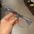 thumbnail image 4 of Montura de gafas, montura negra lisa, placa retro, montura grande, forma de cara grande, personalidad para hombres y mujeres, miopía, plana, 4 of 5
