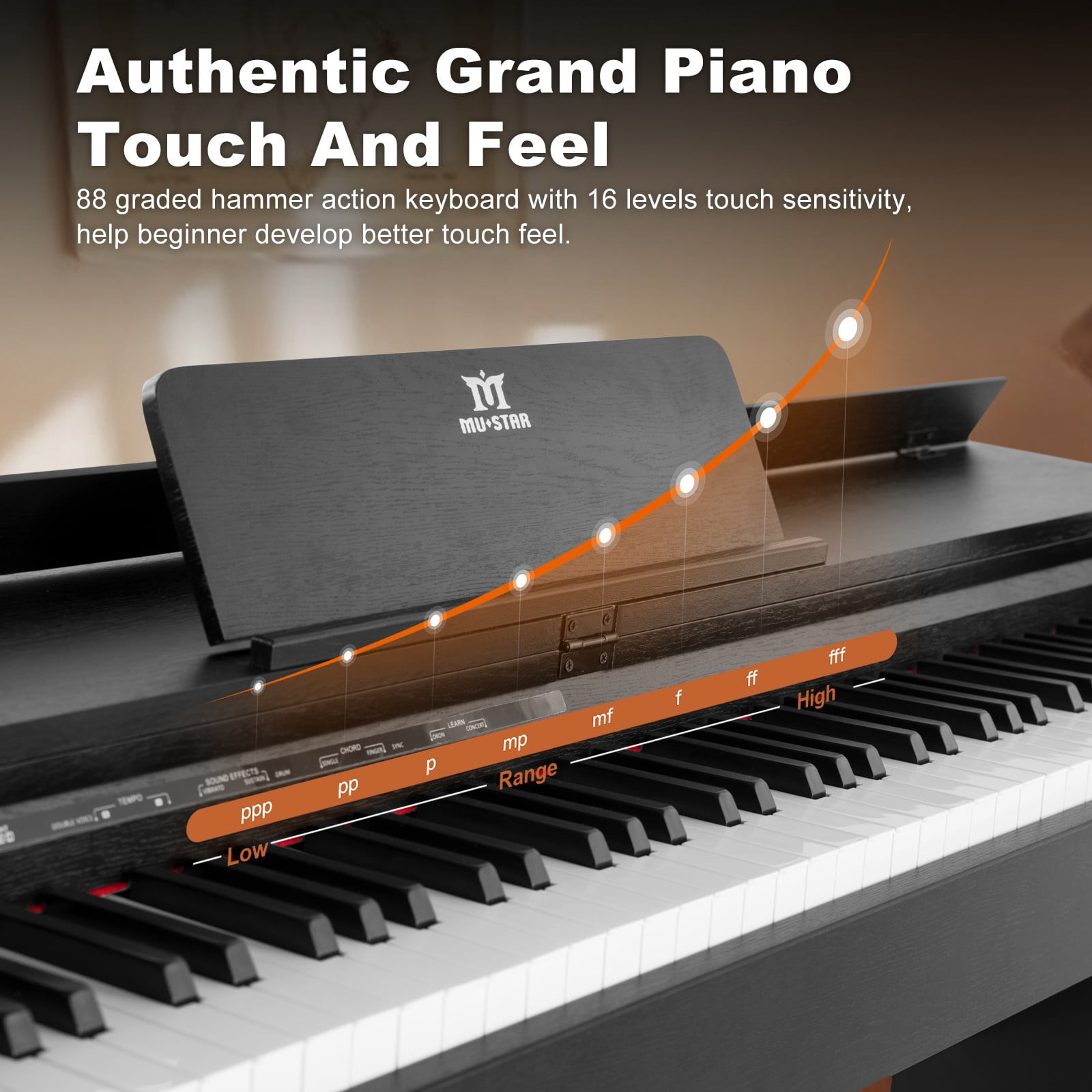 MUSTAR 88Keys Full Size Weighted Hammer Action Digital Piano Keyboards DREAM Source with 3 Pedal,Piano Bench(Black)