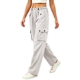 thumbnail image 2 of Guluxicc Womens Cargo Pants with Multi Pocket Quick Dry Elastic Waist Drawstring Straight Leg Trousers for Summer Casual Outfits, 2 of 5