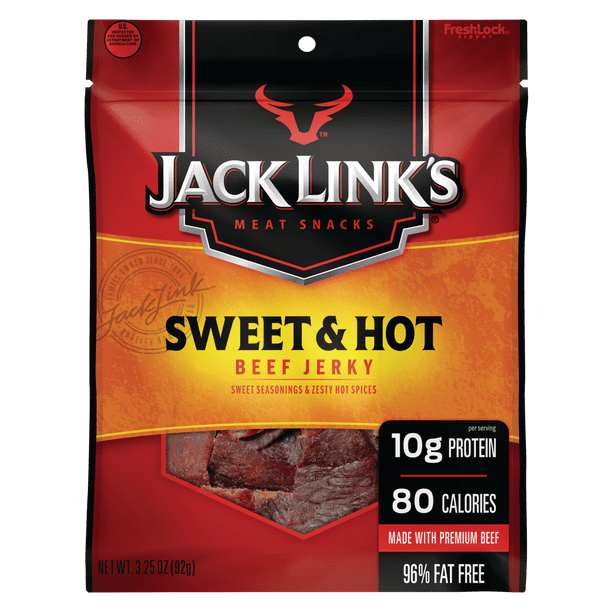Jack Link's Beef Jerky, Protein Snack, Sweet & Hot, 3.25 oz Walmart
