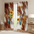 thumbnail image 2 of Brown Cowhide Western Curtains & Drapes,Bull Skull Curtains Bohemian Sunflower Watercolor Feather 30%-50% Blackout Curtains,Flowers Butterfly Gothic Bone Skeleton Western Decor, 2 of 6
