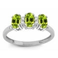 thumbnail image 2 of Star K� Genuine Peridot 3 Three Oval Stones Promise Ring Wedding Band, 2 of 9