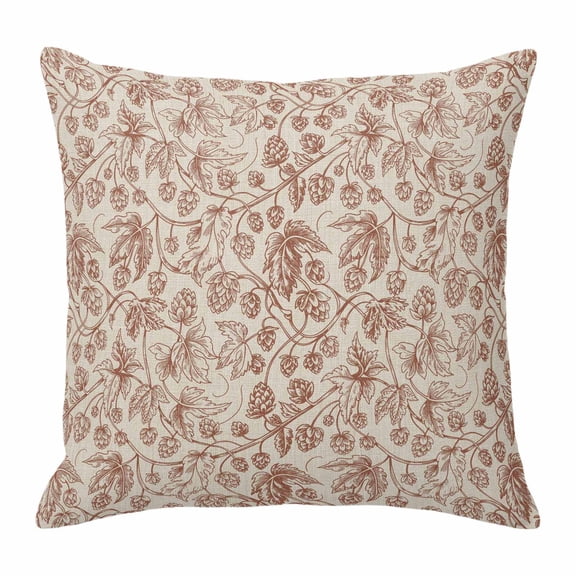 Pillow Covers 20x20 Inch, Brown Flowers Linen Pillowcase with Invisible Zipper, Vintage Farmhouse Floral Leaves Vines Decorative Throw Pillow Covers Cushion Case for Couch Sofa Bed Living Room