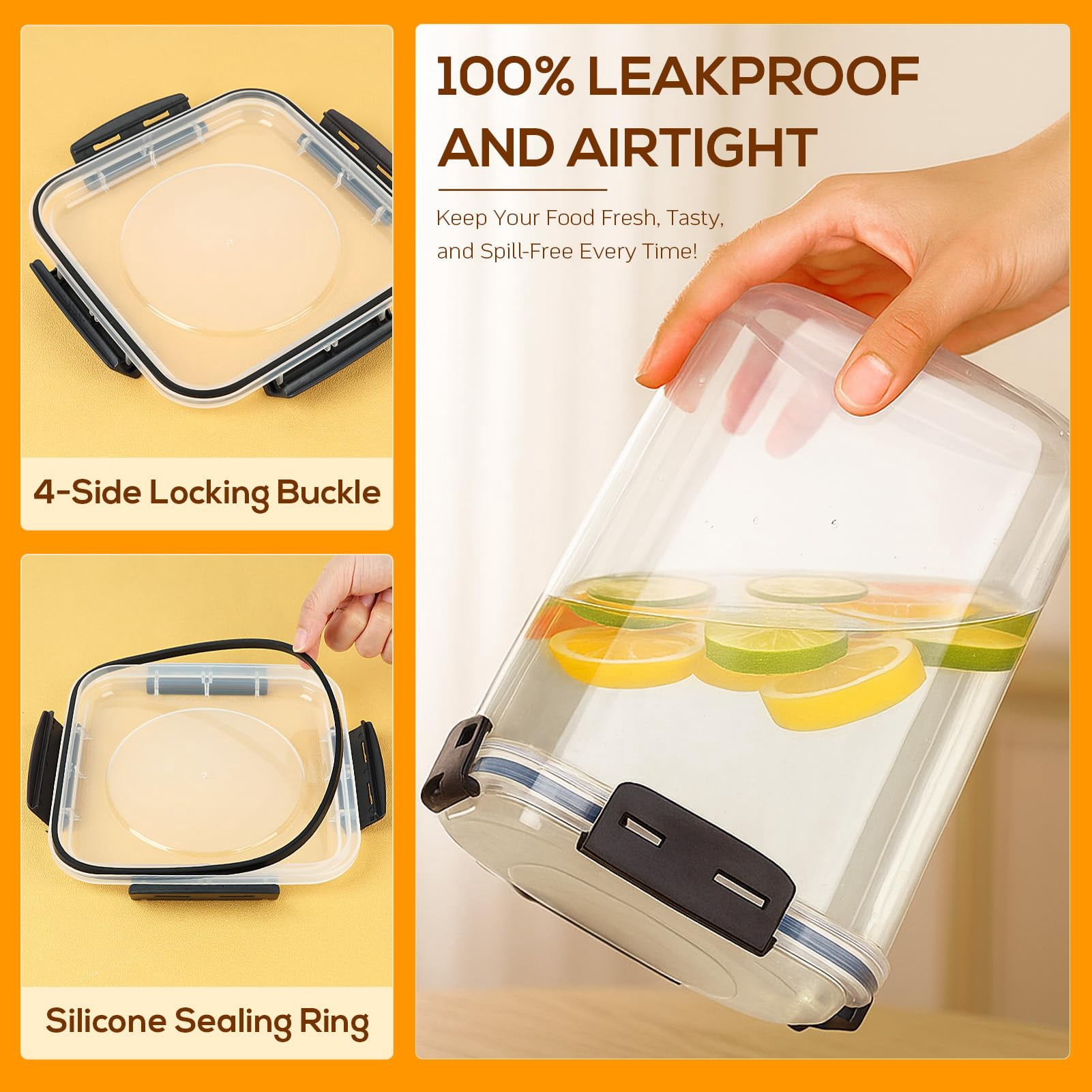 Plastic Food Storage Containers 4-pack 5.3L Airtight Pantry Organization for Dry Goods