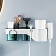 thumbnail image 1 of No Punching Required Hair Dryer Rack Bathroom Wall-mounted Storage Bracket With Three Storage Grids, 1 of 6