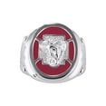 thumbnail image 1 of RYLOS Men's Rings Sterling Silver Christ Head Religious Ring With Diamonds and Red Quartz Red Quartz Designer Men's Jewelry Size 10, 1 of 6