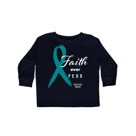 

Inktastic Faith Over Fear Ovarian Cancer Awareness with Teal Ribbon Gift Toddler Boy or Toddler Girl Long Sleeve T-Shirt