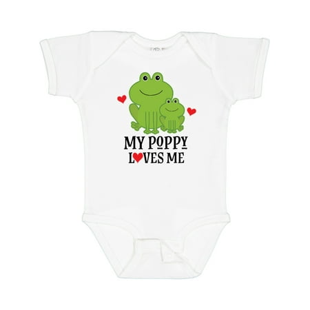

Inktastic My Poppy Loves Me Grandson Frog Gift Baby Boy Bodysuit