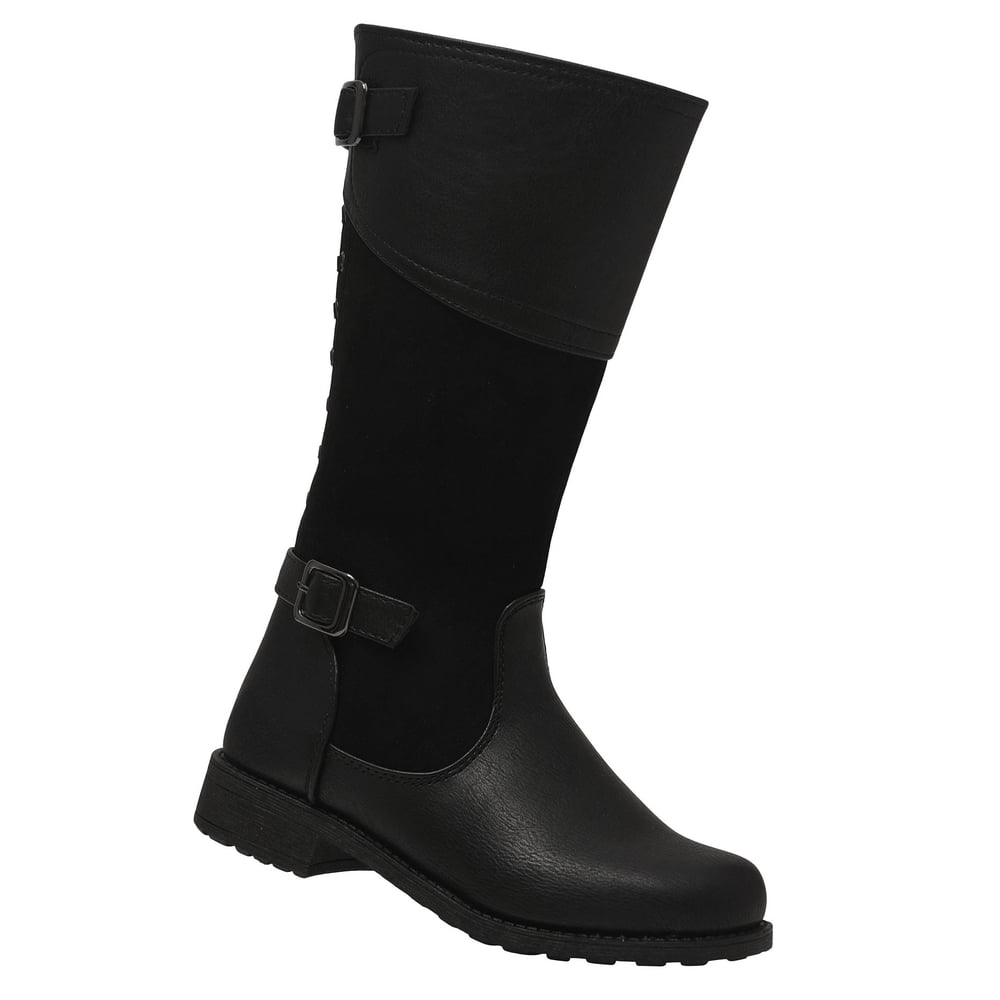 Rachel Shoes Rachel Shoes Girls Black Buckled Straps Side Zipper Calf