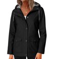 thumbnail image 7 of WTOBBY Women's Solid Color Waterproof Sun Protective Outdoor Sportswear Hooded Casual Jacket, Comfortable for Running and Daily Wear,Black L, 7 of 7
