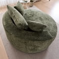 thumbnail image 3 of Round Accent Chair, 360 Swivel Chenille Barrel Chair, Fluffy Modern Sleeper for Living Room, Bedroom, Reading Room and Lounge (Green), 3 of 11