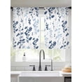 thumbnail image 2 of Blue Botanical Sheer Curtains 54 Inch Length 2 Panels Set Window Treatments, Spring Floral Watercolor Leaf Rod Pocket Semi Curtains for Living Room/Bedroom/Kitchen Décor, 104"W x 54"L, 2 of 7