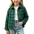 thumbnail image 3 of YUANxueke Girls Boys Button Down Coat, Long Sleeve Plaid Collared Shirts, Casual Fashion Workout Streetwear Jackets, 3 of 6