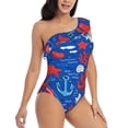 thumbnail image 3 of Honeii Nautical Animals for women's one-piece swimsuit featuring a chic one-shoulder design experience elegance and style in the water-Medium, 3 of 6