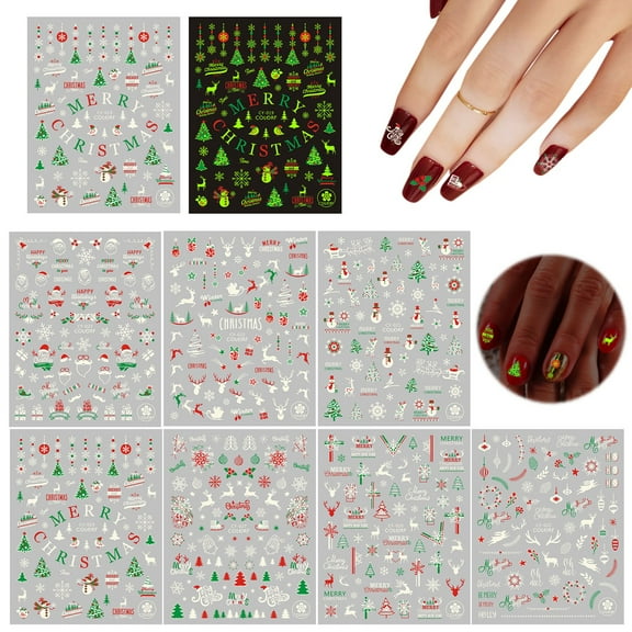 Tkrady 4 pcs Christmas Nail Sticker Christmas Nail Decals 3D Self Adhesive Nail Supplies Christmas Nail Stickers Christmas Deer Nail Designs Winter Xmas Holiday For Nail Decoration DIY