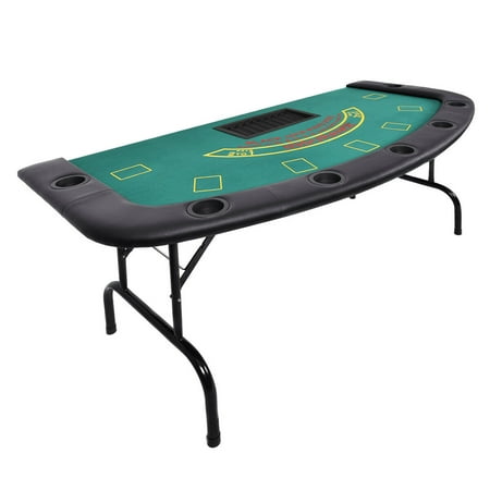 Costway  Folded 7 Player Pocker Blackjack Table Texas Holdem Car Game W/ Chip&Cup (Best Blackjack Tables In Vegas 2019)
