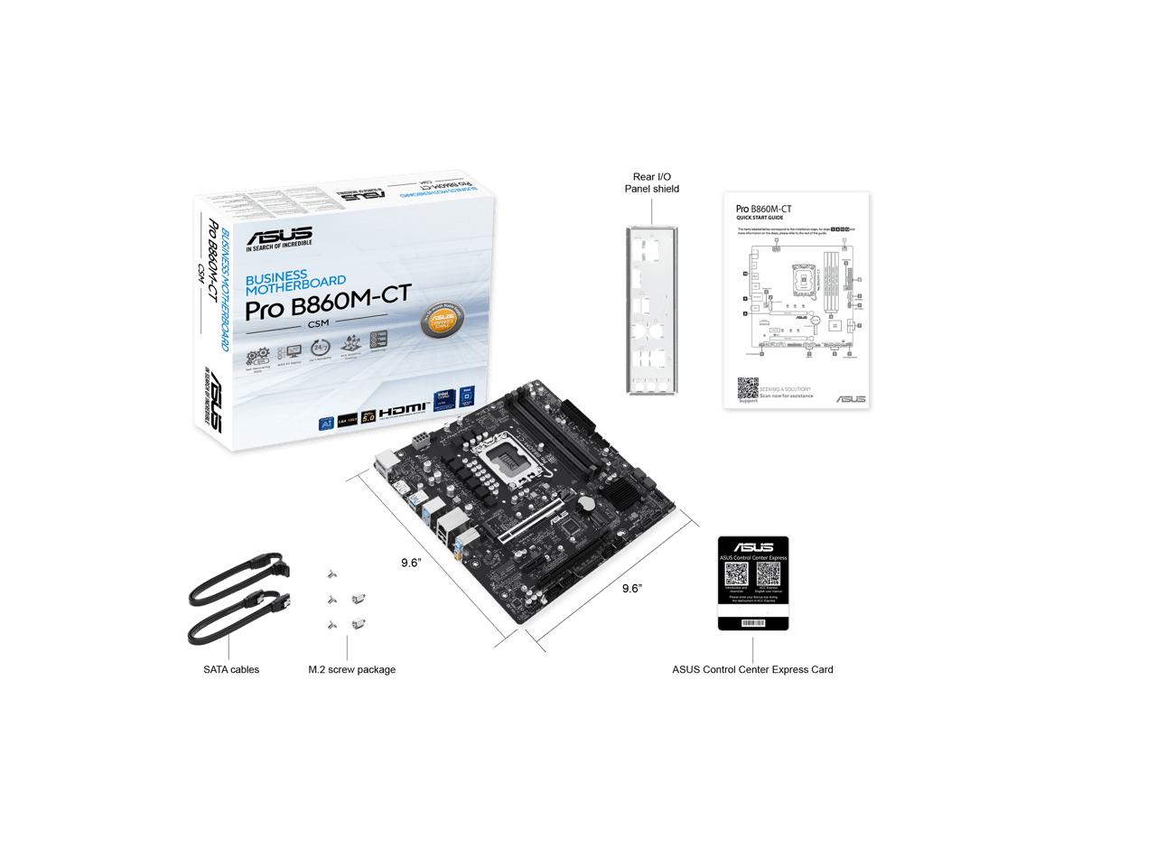 ASUS PRO B860M-CT-CSM Intel B860 (LGA 1851) mATX Motherboard, PCIe 5.0, DDR5, 2x M.2, Intel 1G LAN, 2x DP, HDMI, USB Type-C, TPM IC Onboard with Enhanced Security, Reliability and Manageability