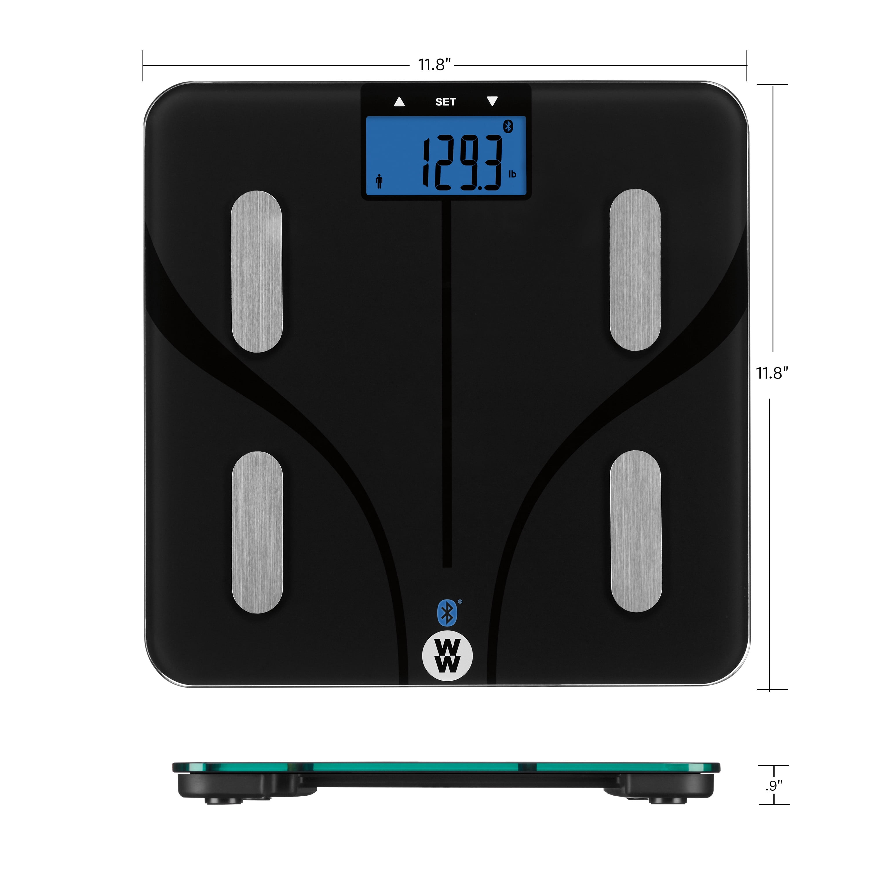 Weight Watchers by Conair Bluetooth Body Analysis Bathroom Scale, Measures Body Fat, Body Water, Bone Mass, Muscle Mass & BMI