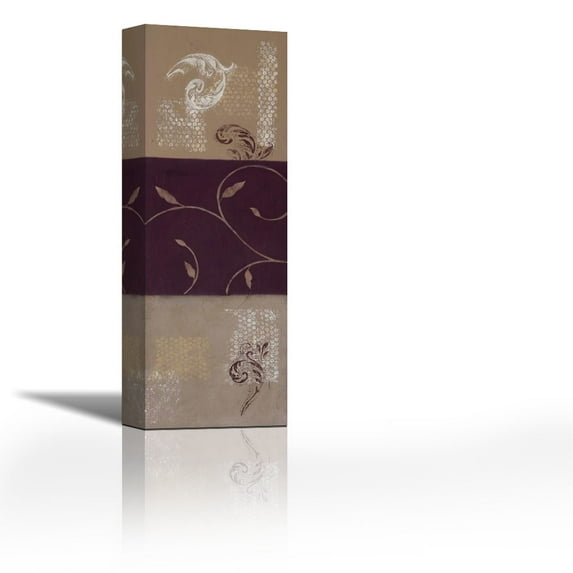 Paisley and Plum II - Contemporary Fine Art Giclee on Canvas Gallery Wrap - wall décor - Art painting - 9 x 27 Inch - Ready to Hang