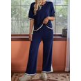 thumbnail image 5 of Short-Sleeved Knitted Trousers Suit Navy Blue M, 5 of 7