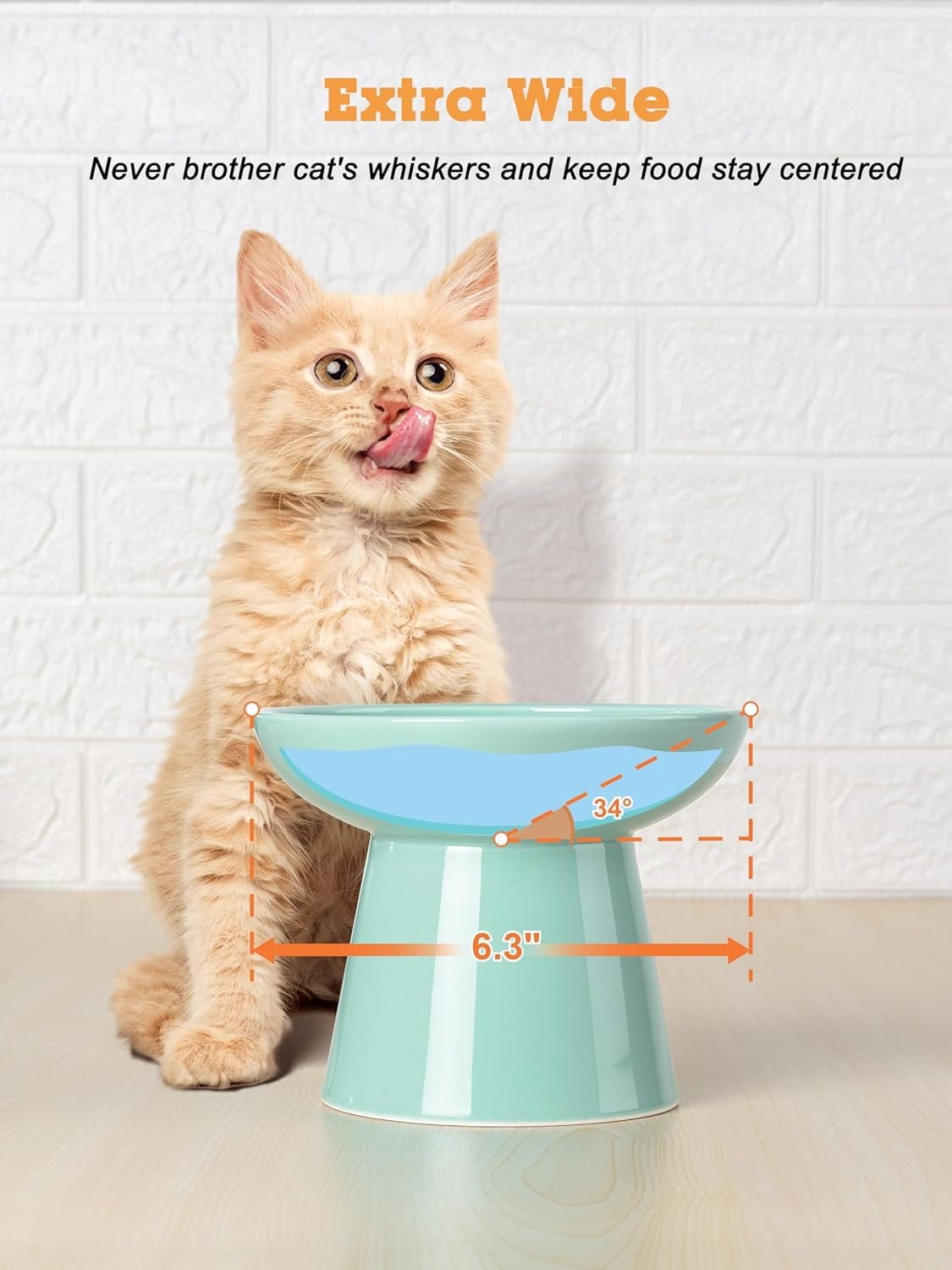 Elevated   and Water Bowls Set, Extra Wide and Raised Ceramic Feeder, Anti-Vomit -Free  Feeding Bowl for Kittens Adult Small Dogs (Blue,  Bowl)