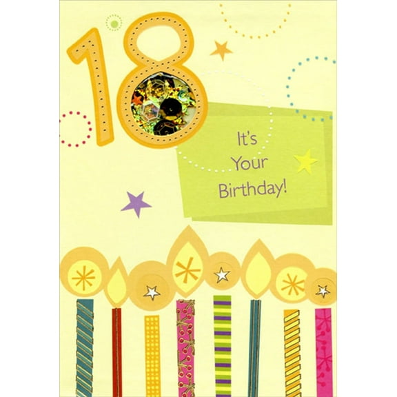Designer Greetings Candles with Sequin Window Age 18 / 18th Birthday Card