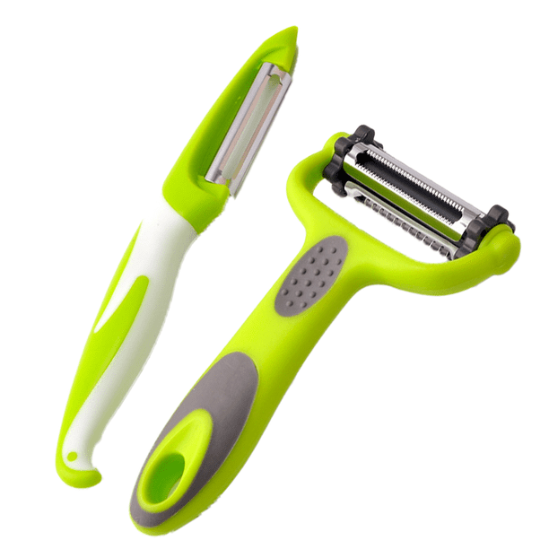 Cuchillo para pelar multifuncional Pelador rotatorio 3 en 1: juego de peladores de dos piezas (bolsa de PP) MFZFUKR CPB-US-CJZ429-5