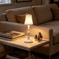 thumbnail image 6 of Mini LED Table Lamp, Vintage-Style, Pleated Shade, Rechargeable, Touch-Control, Eye-Protection Desk Light, Nightstand Ambient Lighting, Portable Reading Lamp White, 6 of 6