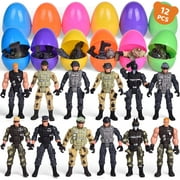 Fun Little Toys 12 Pcs Easter Eggs Prefilled with Army Men Realistic Army Ranger Action Figures, Easter Stocking Stuffers, Easter Basket Stuffers, Easter Egg Fillers