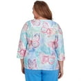 thumbnail image 2 of Alfred Dunner Womens Plus-Size Butterfly Crewneck Three Quarter Sleeves Top, 2 of 4