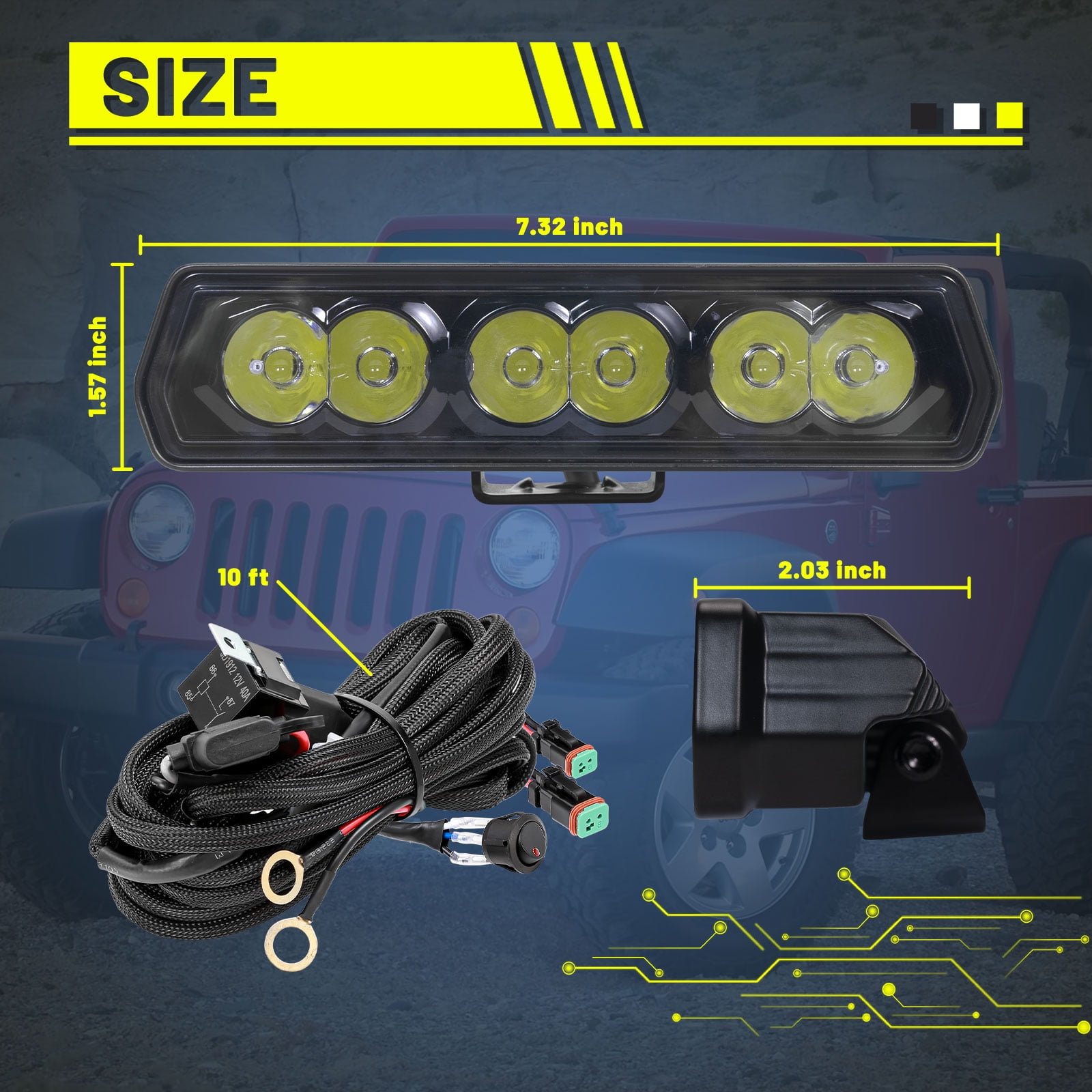 6 Inch 120W LED Spot Beam, Fog Work Light Light Bar Fits Truck, SUV, ATV, Boat 2 Pieces