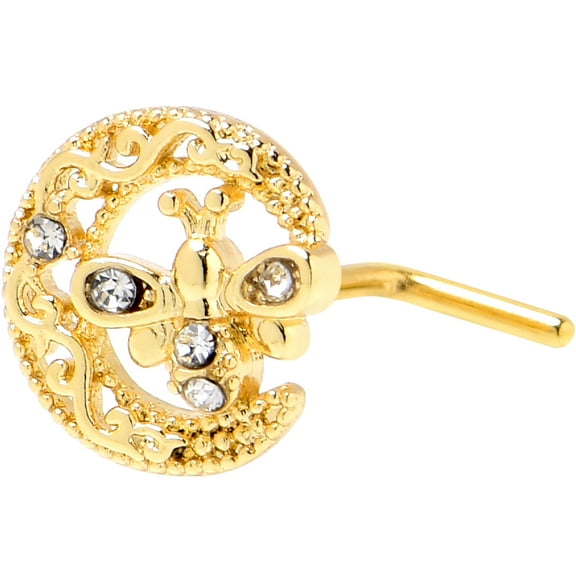 Body Candy Womens 20G 7mm 316L Stainless Steel Bright L Shaped Nose Ring Lunar Dragonfly Mens Nose Stud Body Piercing Jewelry .027"