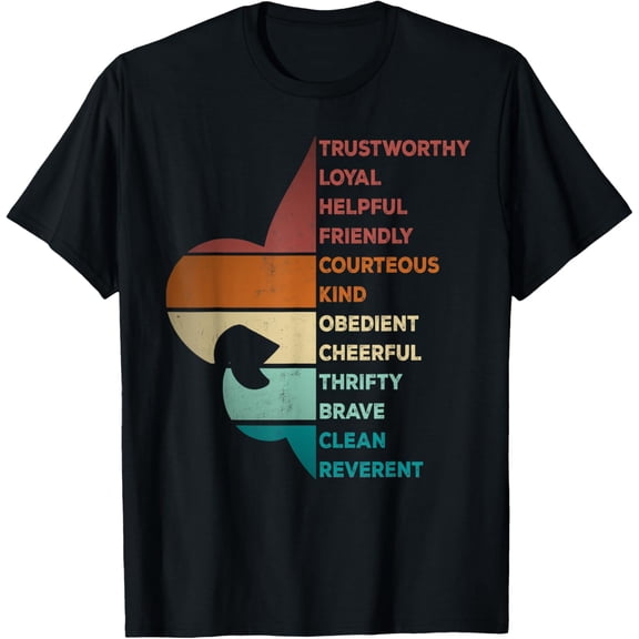 Trustworthy Loyal Helpful Friendly Retro Vintage Style Scouting Law T-shirt