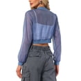 thumbnail image 3 of INSPIRE CHIC Bomber Crop Jacket for Women's Sheer Mesh Lightweight Long Sleeve Jackets L Blue Gray, 3 of 6