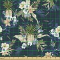 thumbnail image 2 of Ambesonne Navy Blue Fabric by the Yard Upholstery, Exotic Plants and Foliage, 3 Yards, Indigo Multicolor, 2 of 5