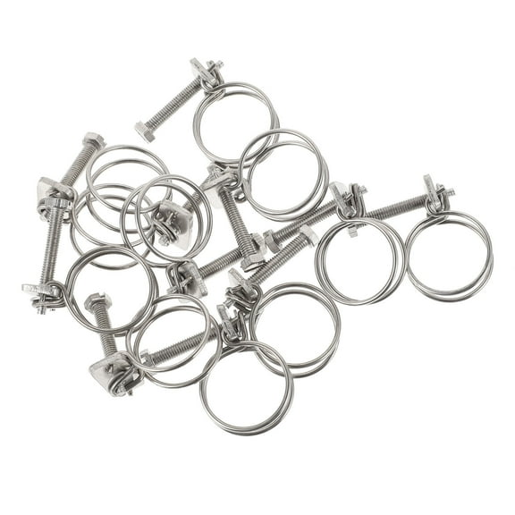 Toddmomy 10Pcs Heavy Duty Hose Clamp Double Wire Stainless Steel Tube Clamps for Water Pipe Clips 1.57X1.57X0.39in