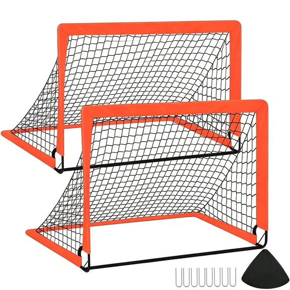 Bonison 2 Pack Soccer Goal, Pop Up Kids Practice Soccer Goals for Indoor and Outdoor, Soccer Training Equipment for Backyard, Field, Court Orange