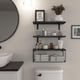 thumbnail image 2 of Estante de baño sobre inodoro, estante flotante para baño montado en la pared con canasta de alambre, estante flotante para decoración de pared, color negro, 2 of 5