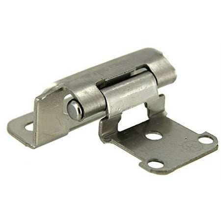 1/2in (13 mm) Overlay Self-Closing, Partial Wrap Satin Nickel Hinge - 2 Pack