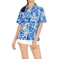 thumbnail image 5 of HAPPY BAY Button Down Shirt for Women Casual Summer Beach Party Short Sleeve Vacation Blouse Shirt V Neck Blouses Button up Hawaiian Shirts for Women XXL Aloha Turtle, Blue, 5 of 6