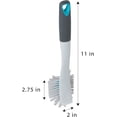thumbnail image 2 of Smart Design Wide Non-Scratch Brush with Scraper Tip - Non-Slip Handle, Long Lasting Bristles, Odor Resistant, Dishwasher Safe - Gray and Teal, 2 of 7